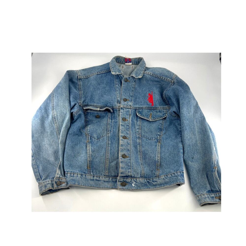 Vintage MBA Denim Jean Jacket Mens XL Y2K Light Music Rare Collectible